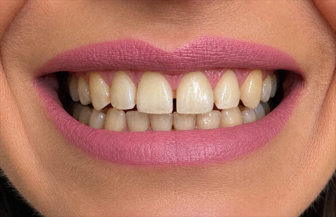 Aisha's smile before veneers